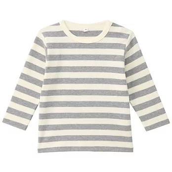 [MUJI無印良品]幼兒有機棉雙面起毛柔滑橫紋長袖T恤90灰色