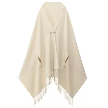 [MUJI無印良品]羊毛大判附袖口披肩粉米