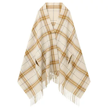 [MUJI無印良品]羊毛大判花紋附袖口披肩米色