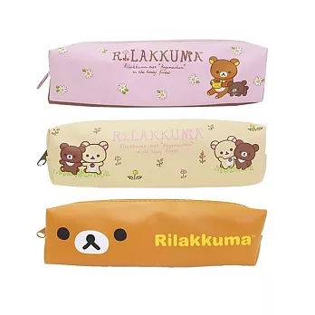 【日本進口正版】San-X 拉拉熊 防潑水 皮質 筆袋/收納包/化妝包 懶懶熊 Rilakkuma -棕色款