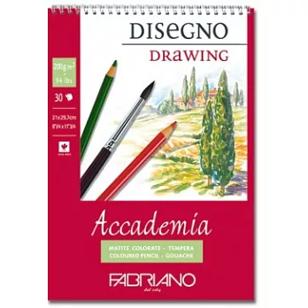 Fabriano - Accademia繪圖本 Drawing,200G,21X29.7,30張,線圈 (素描/水彩)