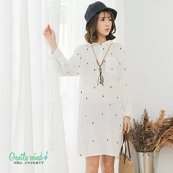 【Gentle wind】雨滴刺繡襯衫洋(2色)-F_FREE白