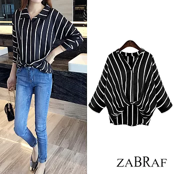 【BR】下擺收摺條紋長袖打底襯衫-共2色80484.80702(M-XL可選)XL黑色