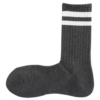[MUJI無印良品]男有機棉混織線足底圈絨直角短襪25~27cm墨灰