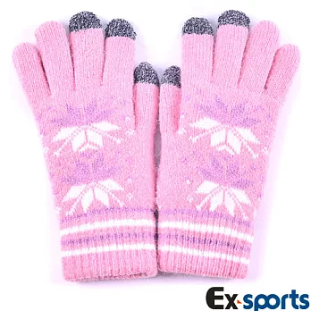 Ex-sports 觸控手套 智慧多功能(女款-507)Free-粉紅/雪花