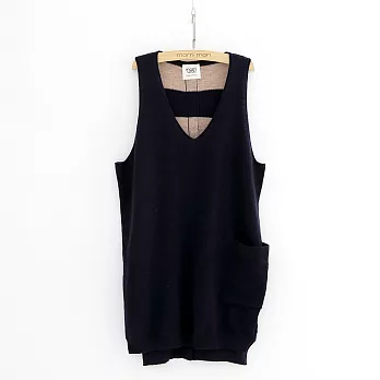 【morrii mori】大V口針織長板背心F深藍色