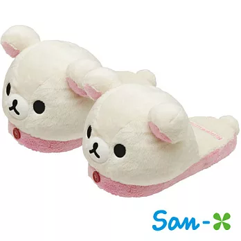 【日本進口正版】San-X 拉拉熊 大頭造型 室內拖鞋 懶懶熊 Rilakkuma -懶熊妹款