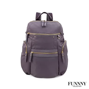 FUNNNY 日本同步 真皮x尼龍系列後背包 渡邊 佳子 丁香紫