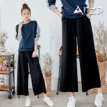【AnZa】珍珠棉料彈性九分闊腿褲(3款)FREEA.口袋鬆緊款