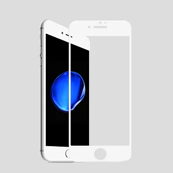 【Q&K】全覆蓋 iPhone7 plus(5.5吋)高清高透防指紋9H鋼化保護貼白色