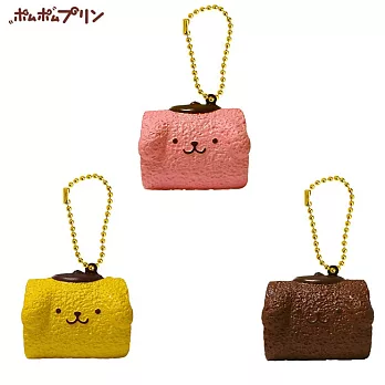 【日本進口正版】布丁狗 瑞士捲 捏捏樂 吊飾 Pom Purin 三麗鷗 -黃色款