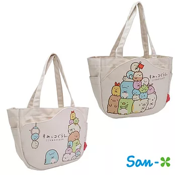 【日本進口正版】San-X 角落生物 立體 帆布包/托特包/肩背包/手提包 -疊疊樂款