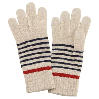 [MUJI無印良品]羊毛混橫紋觸控手套粉米