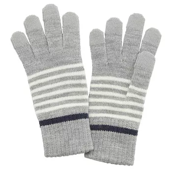 [MUJI無印良品]羊毛混橫紋觸控手套淺灰