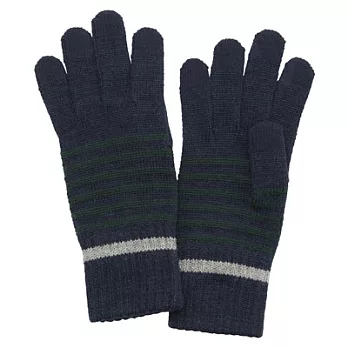 [MUJI無印良品]羊毛混橫紋觸控手套深藍