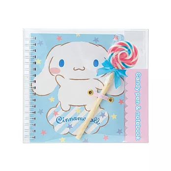 《Sanrio》大耳狗喜拿線圈方格筆記本附棒棒糖造型原子筆