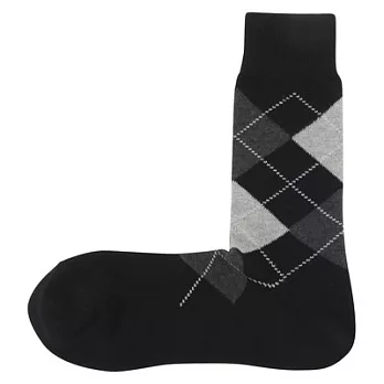 [MUJI無印良品]男有機棉混菱格紋直角襪25~27cm黑色