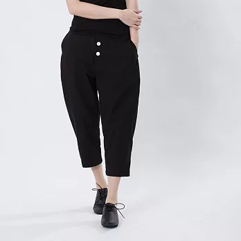 Nelson 呢聲釦子寬腿褲M黑