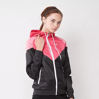 FIVE UP-休閒拼接連帽風衣外套S黑