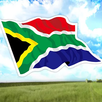 【國旗商品創意館】南非國旗飄揚抗ＵＶ、防水貼紙2入／South Africa~