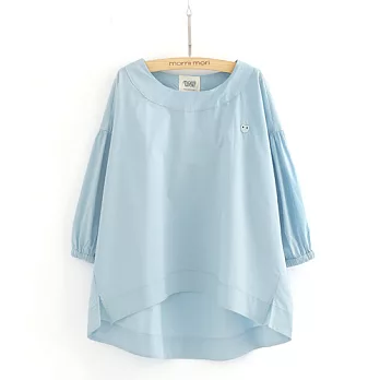 【morrii mori】清爽零負擔2.0縮袖上衣F藍色