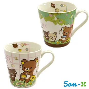 【日本進口正版】San-X 拉拉熊 握柄陶瓷馬克杯 Rilakkuma -吃蜂蜜款