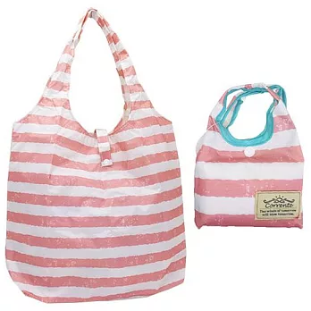 【日本進口正版】超人氣 條紋 折疊 購物袋/環保袋/手提袋 防潑水-粉紅款