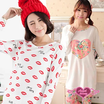 天使霓裳 睡衣 甜蜜玫瑰 二件式長袖居家服兩套組合(白&粉桔F)F彩