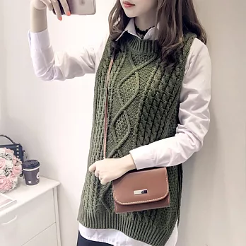 【MsMore】麻花織紋圓領毛織長背心610180007F綠