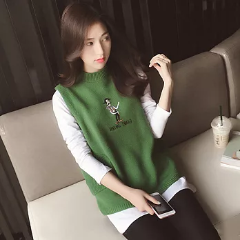 【MsMore】卡通人物刺繡背心610180010F綠