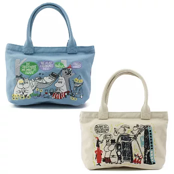 【日本進口正版】嚕嚕米 MOOMIN 刺繡 帆布 手提袋/便當袋 幕敏家族 -白紅款