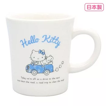 【日本進口正版】日本製 三麗鷗 Hello Kitty 陶瓷 馬克杯 Sanrio -水藍汽車款