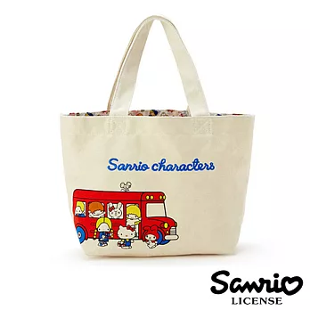 【日本進口正版】三麗鷗 人物 刺繡 帆布 手提袋/便當袋 Sanrio