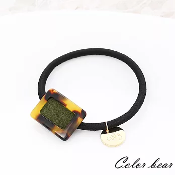 【卡樂熊】麂皮琥珀紋吊牌造型髮束-綠色