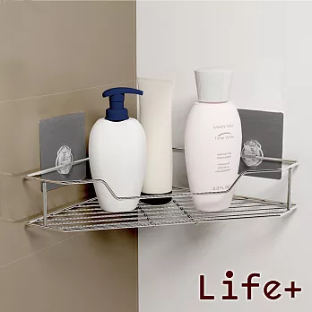 【Life Plus】 環保無痕魔力貼掛勾-單層角落架.三角置物架
