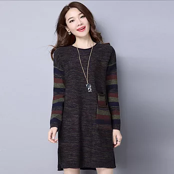 【A.Cheter】口袋雙色毛織長上衣610220060F咖