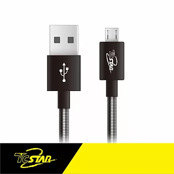 T.C.STARMicro USB PVC彈簧傳輸線1M/黑色 TCW-U5100BK