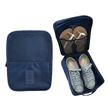 實用多功能雙層 鞋袋/萬用包 藏青