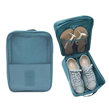 實用多功能雙層 鞋袋/萬用包 淺藍