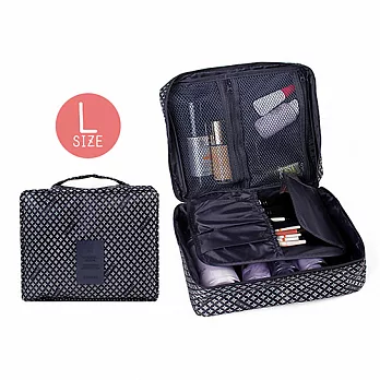 升級版多功能雙層防潑水 洗漱包/化妝包 (L) 藏青經典