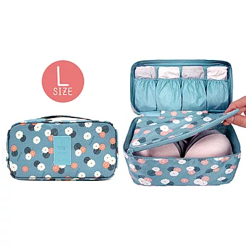 升級版多用途防潑水 衣物收納包/萬用包 藍色雛菊