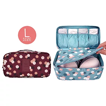 升級版多用途防潑水 衣物收納包/萬用包 酒紅雛菊