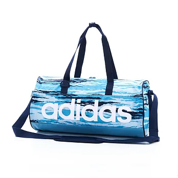 ADIDAS 極速大字LOGO輕量圓桶包 S 迷彩藍