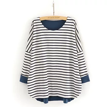 【morrii mori】春夏秋冬都能穿翻袖條紋TF藍色