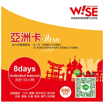 Wise-sim樂網通 12國亞洲上網預付卡