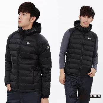 【遊遍天下】背心外套二穿式男款JIS90%羽絨防風防潑水羽絨外套(G0327)M黑色