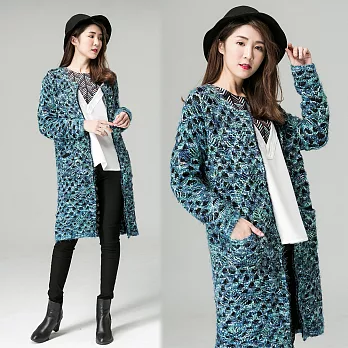 【KT】優雅混色柔軟針織外套-M-XL　M藍