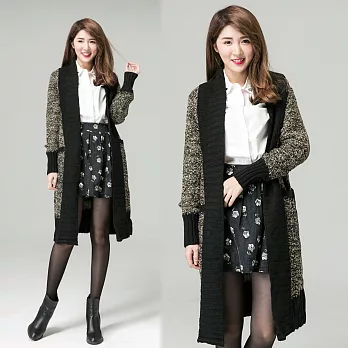 【KT】復古混色針織長外套-M-XL　M駝