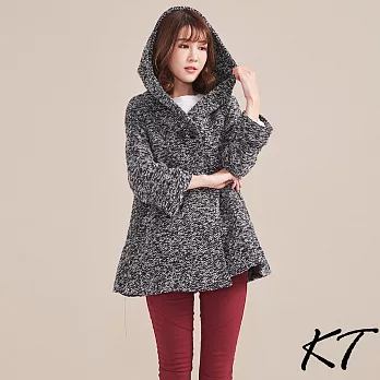 【KT】A字保暖毛呢外套(灰)-M-XL　L灰