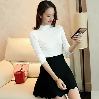 【MsMore】高領坑條紋針織上衣601220039F白